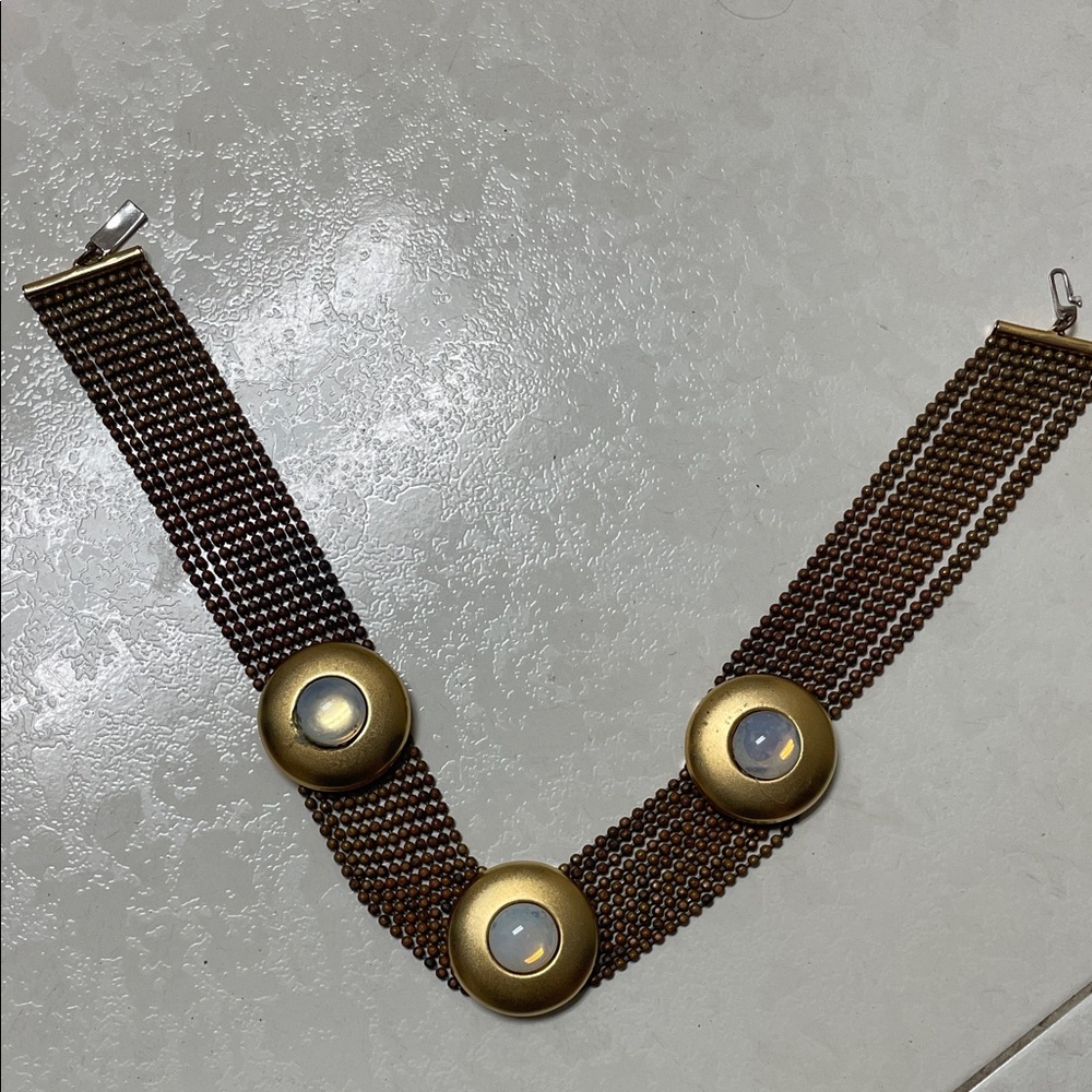 Source Unknown Gold and Brown Necklace